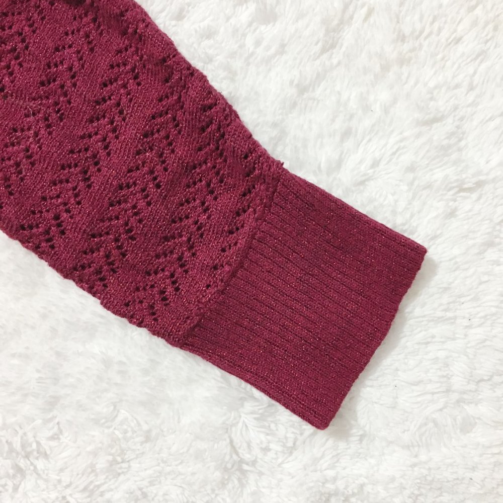 Metaphor | Maroon bat wings v neck crop sweater - Picture 6 of 11